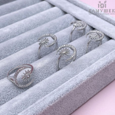 Кольцо Полумесяц и звезда, цвет серебро 20 мм 