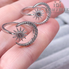 Кольцо Полумесяц и звезда, цвет серебро 20 мм 