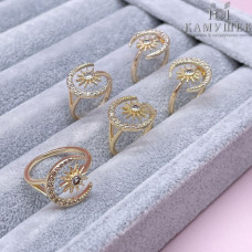 Кольцо Полумесяц и звезда, цвет золото 20 мм 