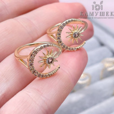 Кольцо Полумесяц и звезда, цвет золото 20 мм 