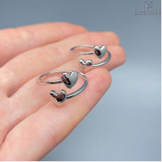 Кольцо сердца, цвет серебро 20 мм