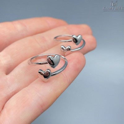 Кольцо сердца, цвет серебро 20 мм