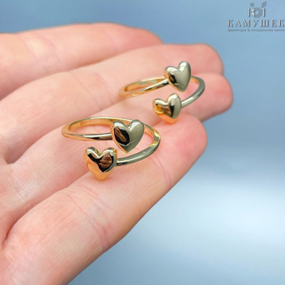 Кольцо сердца, цвет золото 20 мм 