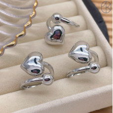 Кольцо сердце цвет серебро 