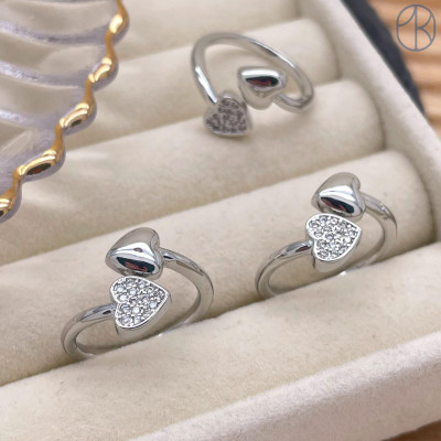 Кольцо сердце цвет серебро 