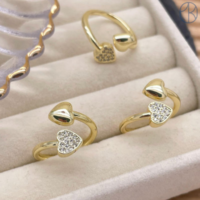 Кольцо сердце цвет золото 