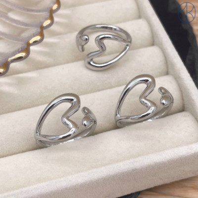 Кольцо сердце фриформ цвет серебро