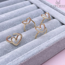 Кольцо сердце контур, цвет золото 20 мм 
