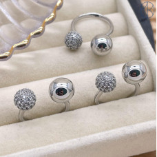 Кольцо шар цвет серебро 