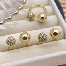 Кольцо шар цвет золото 