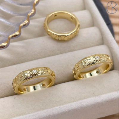 Кольцо солнце, луна и звезды цвет золото 