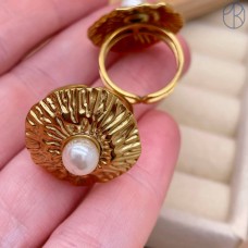 Кольцо сталь №150 цвет золото 