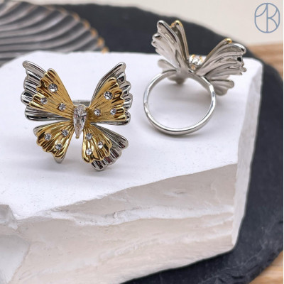 Кольцо сталь №19 цвет золото