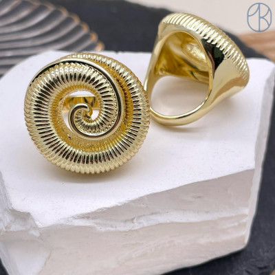 Кольцо сталь №33 цвет золото