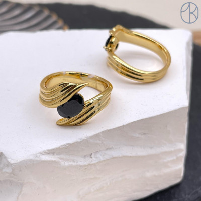 Кольцо сталь №41 цвет золото