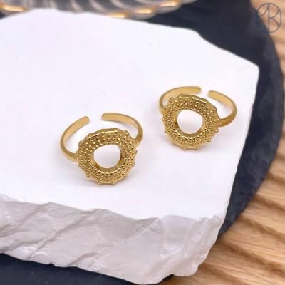 Кольцо сталь №55 цвет золото