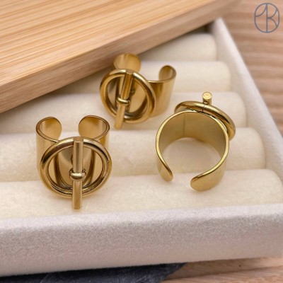 Кольцо сталь №68 цвет золото 