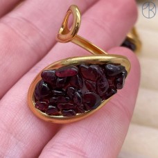 Кольцо сталь №96 (гранат) цвет золото 