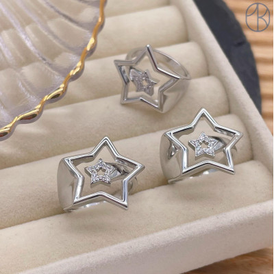 Кольцо звезда цвет серебро 