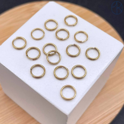 Колечки двойные сталь 6х0,6 мм уп. 10шт, цвет золото 14К 