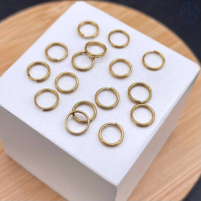 Колечки двойные сталь 6х0,6 мм уп. 10шт, цвет золото 18К 