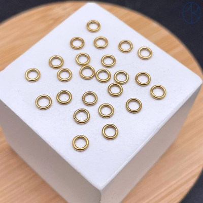 Колечки неразъемные соединительные сталь 4х0,8 мм уп. 10шт, цвет золото 18К