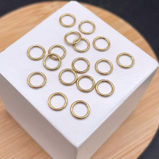 Колечки неразъемные соединительные сталь 6х0,8 мм уп. 10шт, цвет золото 14К