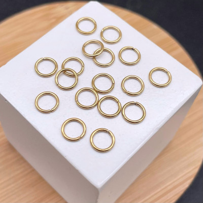 Колечки неразъемные соединительные сталь 6х0,8 мм уп. 10шт, цвет золото 14К