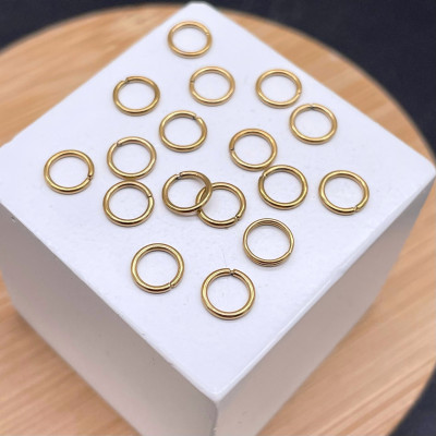 Колечки неразъемные соединительные сталь 6х0,8 мм уп. 10шт, цвет золото 18К
