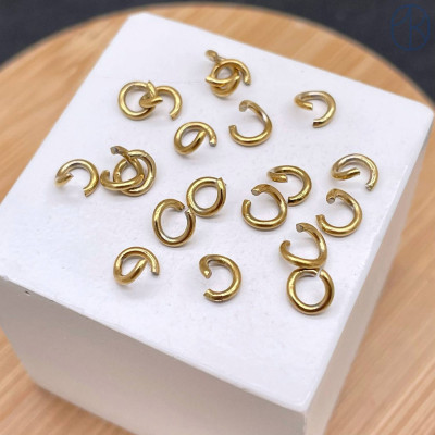 Колечки соединительные сталь 5х1 мм 1 грамм, цвет золото 18К