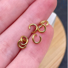 Колечки соединительные сталь 5х1 мм 1 грамм, цвет золото 18К Колечки соединительные сталь 5х1 мм 1 грамм, цвет золото 18К
