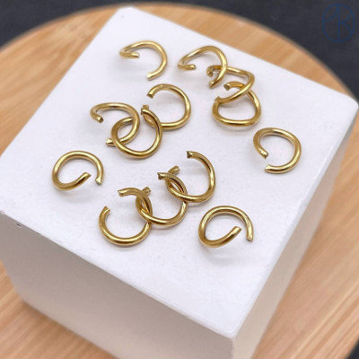 Колечки соединительные сталь 7х1 мм 1 грамм, цвет золото 18К 