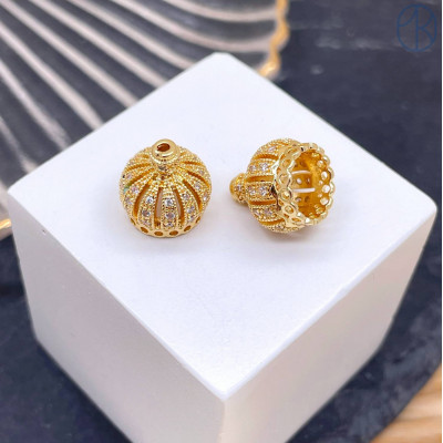 Концевик корона цирконы, цвет золото 11 мм 