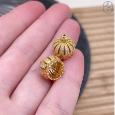 Концевик корона цирконы, цвет золото 11 мм 