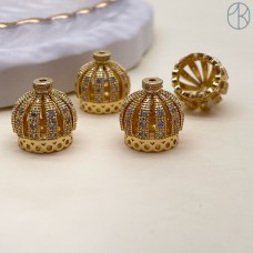 Концевик корона с цирконами, цвет золото 13,2*12,7мм