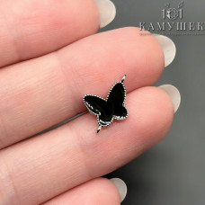 Коннектор бабочка черная эмаль, цвет серебро 10,3*10,8мм 