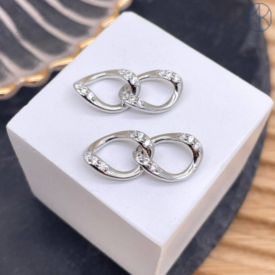 Коннектор цирконы, цвет серебро 22 мм 