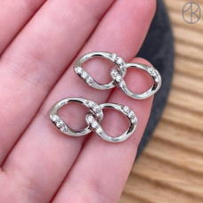 Коннектор цирконы, цвет серебро 22 мм 