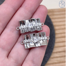 Коннектор цирконы, цвет серебро 23х12 мм 