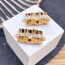 Коннектор цирконы, цвет золото 23х12 мм 