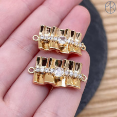Коннектор цирконы, цвет золото 23х12 мм 