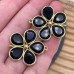 Коннектор цветок огранка агат черный, цвет золото ~ 26 мм
