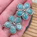 Коннектор цветок огранка амазонит, цвет серебро ~ 26 мм