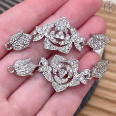 Коннектор цветы, цвет серебро 50 мм 