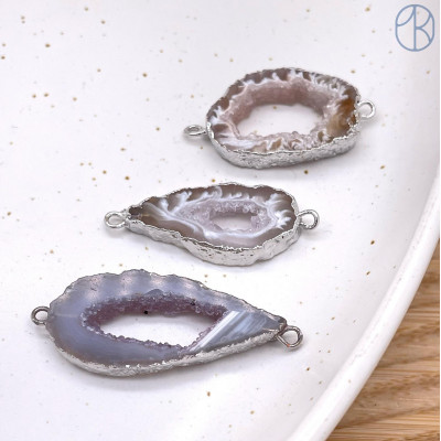 Коннектор Друза Агата, цвет серебро ~ 15-30 мм Коннектор Друза Агата, цвет серебро ~ 15-30 мм