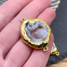 Коннектор Друза Агата, цвет золото ~ 25-40 мм