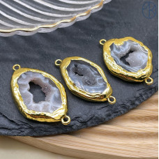 Коннектор Друза Агата, цвет золото ~ 25-40 мм