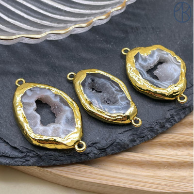 Коннектор Друза Агата, цвет золото ~ 25-40 мм