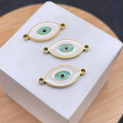 Коннектор глаз сталь 14 мм, цвет золото 18К