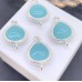 Коннектор капля бирюзовый циркон, цвет серебро 19 мм 